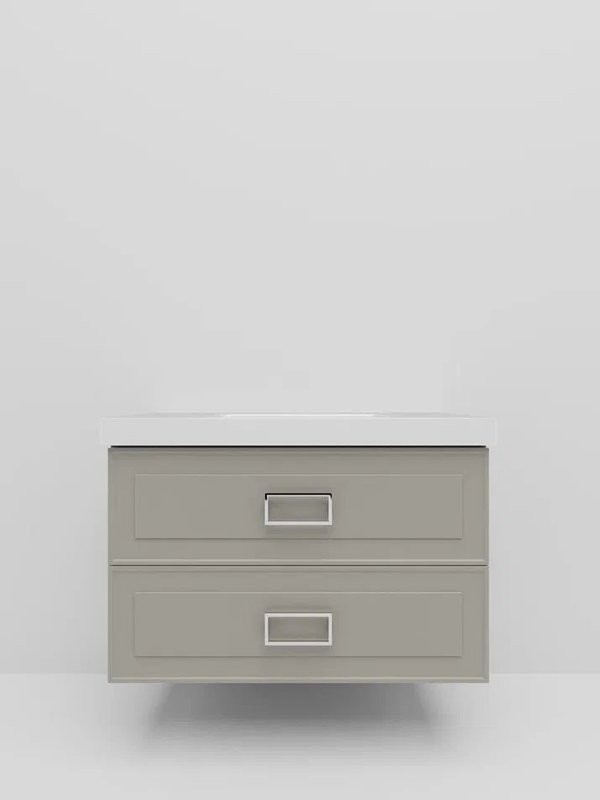 Тумба под раковину La Fenice CUBO Twin Cappuccino бежевая матовая 100 см Черная ручка