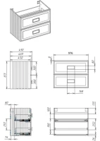 Тумба под раковину La Fenice CUBO Twin Cappuccino бежевая матовая 100 см Черная ручка