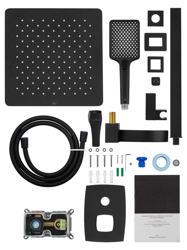 Душевой комплект Wonzon & Woghand Flex WW-88939072-MB С ВНУТРЕННЕЙ ЧАСТЬЮ, матовый черный