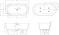 Ванна из искусственного камня Cezares Relax Solid Surface 150x75 см, отдельностоящая, матовая белая, овальная, со сливом-переливом, с донным клапаном