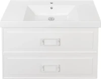 Тумба с раковиной La Fenice Cubo Twin 100 подвесная, bianco, ручки белые, раковина Cubo 100
