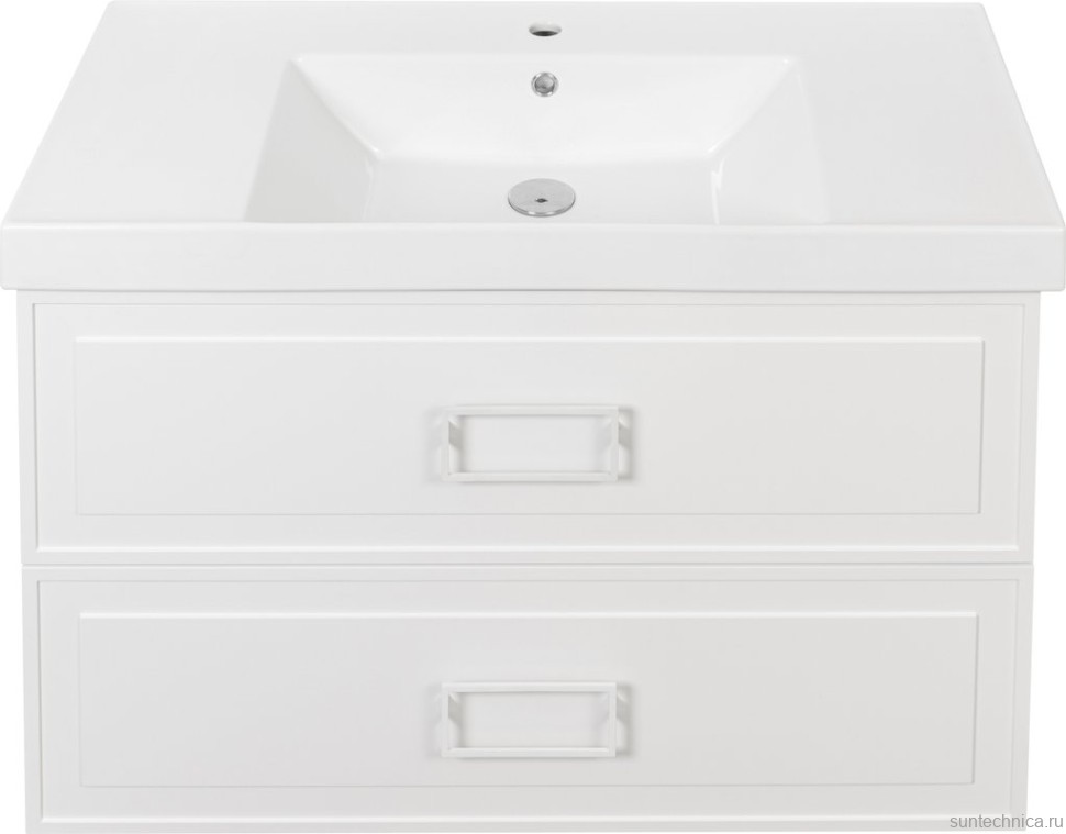 Тумба с раковиной La Fenice Cubo Twin 100 подвесная, bianco, ручки белые, раковина Cubo 100