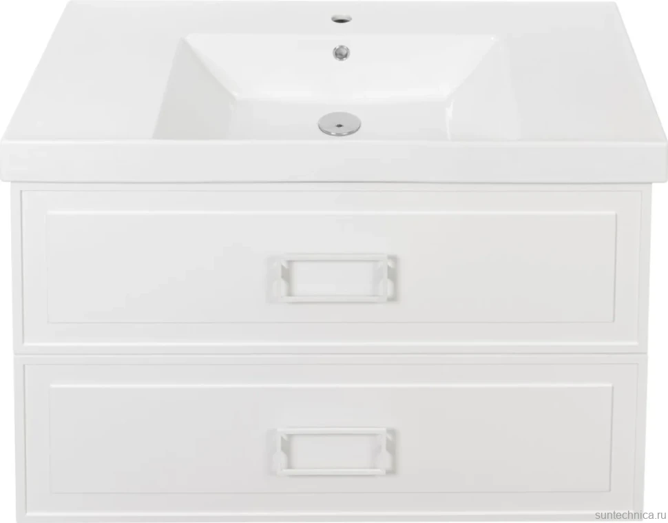 Тумба с раковиной La Fenice Cubo Twin 100 подвесная, bianco, ручки белые, раковина Cubo 100
