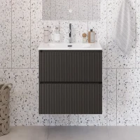 Тумба с раковиной BelBagno Uno-mini 50 подвесная, 2 ящика, матовая темно-серая