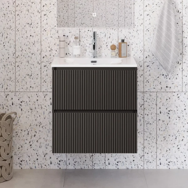 Тумба с раковиной BelBagno Uno-mini 50 подвесная, 2 ящика, матовая темно-серая