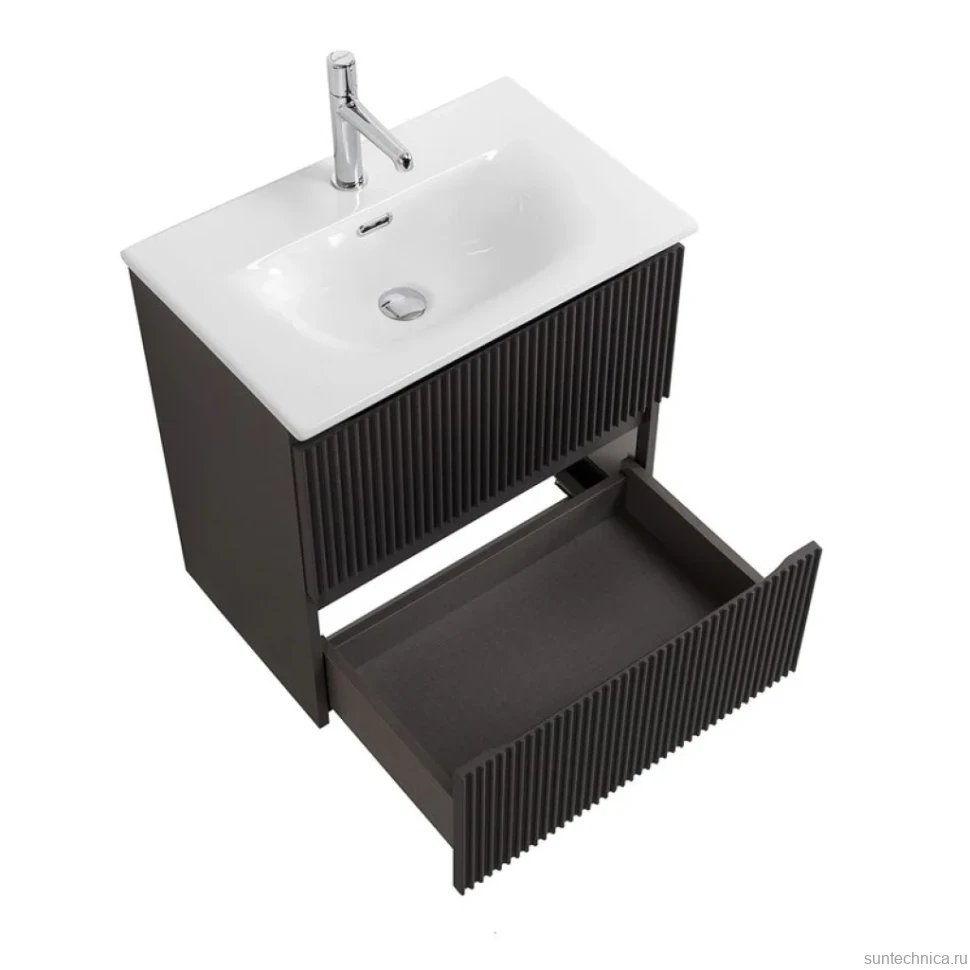 Тумба с раковиной BelBagno Uno-mini 50 подвесная, 2 ящика, матовая темно-серая