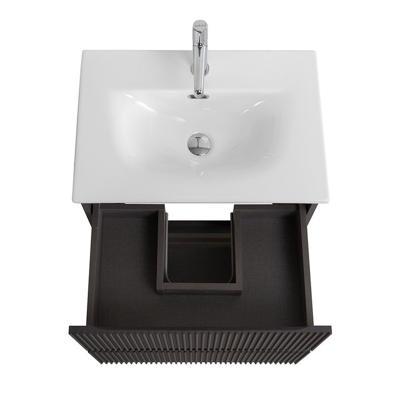 Тумба с раковиной BelBagno Uno-mini 50 подвесная, 2 ящика, матовая темно-серая