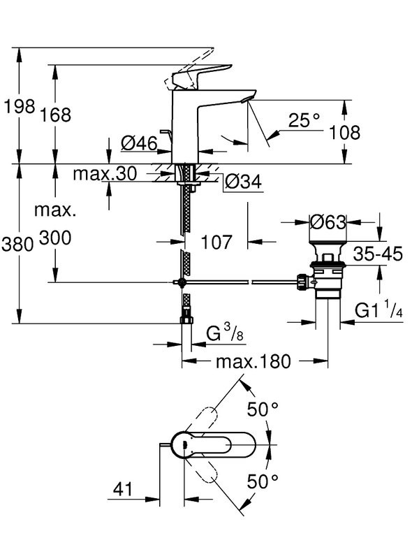 Комплект для ванной Grohe BauEdge 1000180 хром