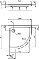 Поддон для душа Ideal Standard Hotline 90x90 сегментный Поддон для душа Ideal Standard Hotline 90x90 сегментный