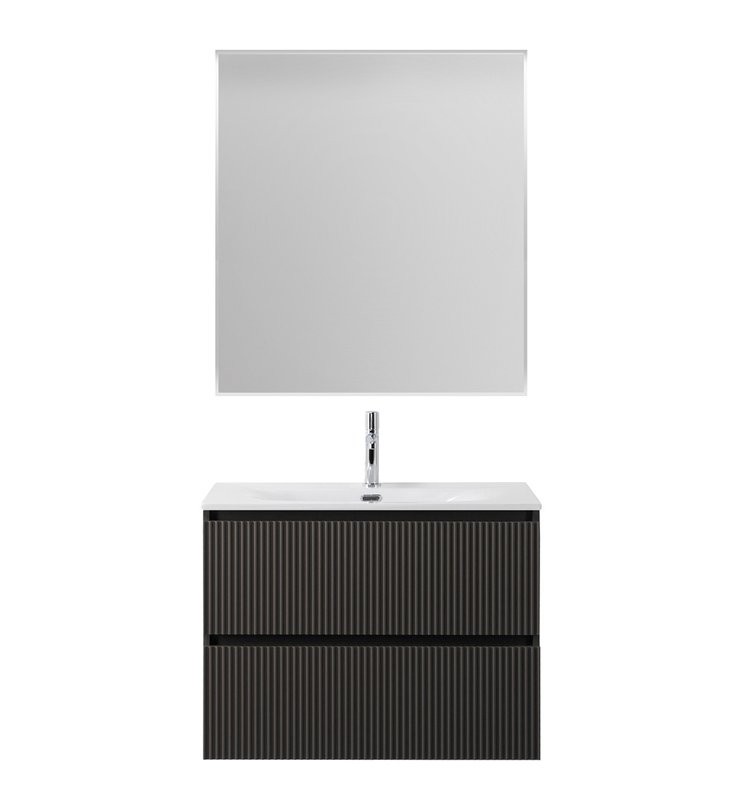 Мебель для ванной комнаты BelBagno Uno-mini 80 подвесная, 2 ящика, матовая темно-серая