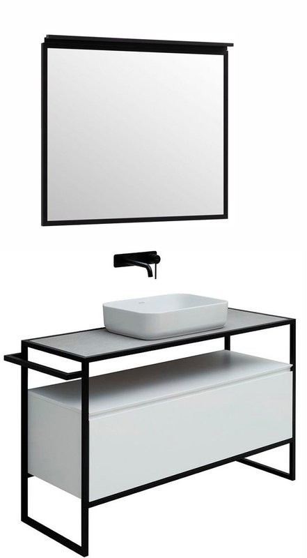 Мебель для ванной комнаты Allen Brau Priority 120 напольная, белый матовый, столешница серый структ