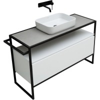 Мебель для ванной комнаты Allen Brau Priority 120 напольная, белый матовый, столешница серый структ
