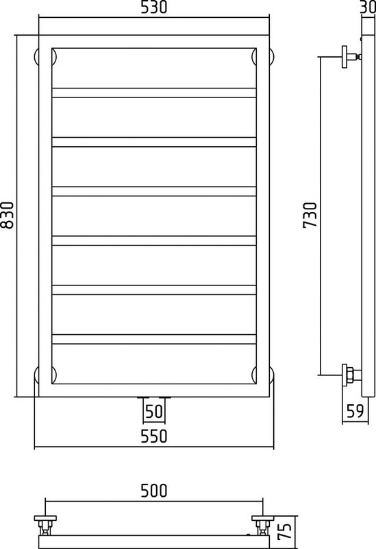 Полотенцесушитель водяной Сунержа Канцлер 80x50, белый матовый