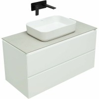 Тумба с раковиной Allen Brau Infinity 100 подвесная, белый матовый, столешница серый структ