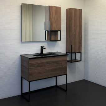 Мебель для ванной Comforty Равенна Лофт 90 дуб темно-коричневый