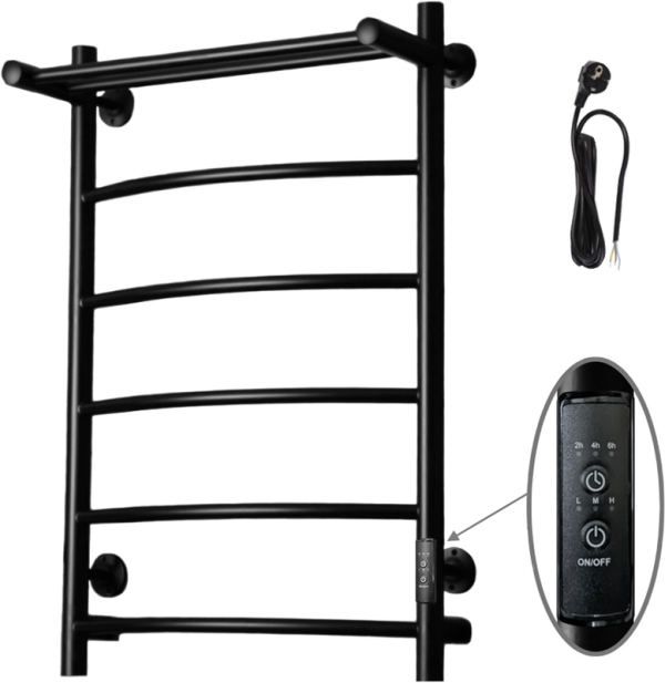 Полотенцесушитель электрический Тругор Пэк сп 5 П 80х50 с выключателем, черный