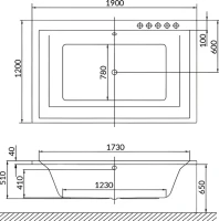 Акриловая ванна Excellent Crown Lux Soft 190x120 см, встраиваемая, с гидромассажем, белая, с каркасом, для двоих, со сливом-переливом, фурнитура золото