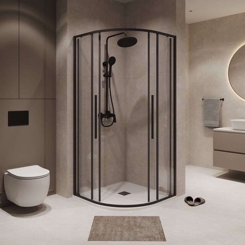 Душевой уголок Niagara Nova NG-6826-34BLACK 90x90, профиль черный матовый, стекло прозрачное