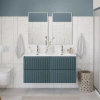 Тумба с раковиной BelBagno Uno 120 подвесная, 4 ящика, матовая голубая