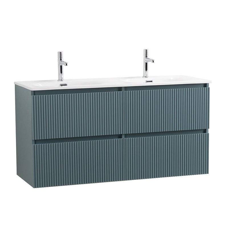 Тумба с раковиной BelBagno Uno 120 подвесная, 4 ящика, матовая голубая