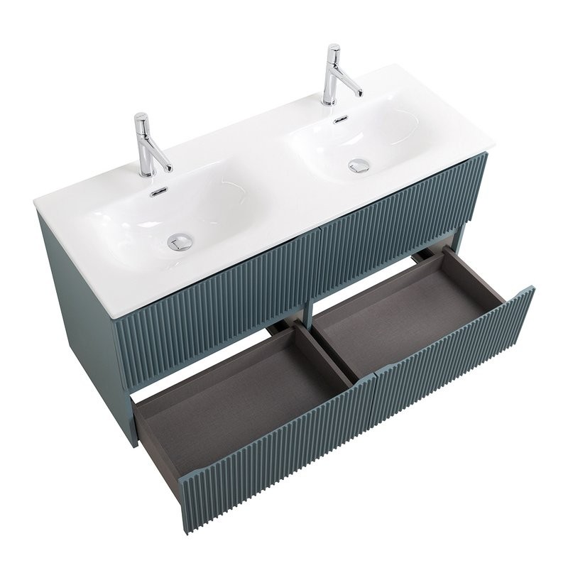 Тумба с раковиной BelBagno Uno 120 подвесная, 4 ящика, матовая голубая