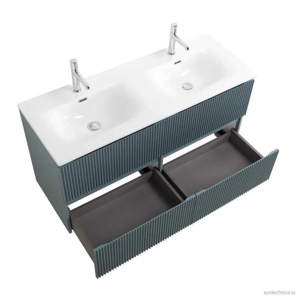 Тумба с раковиной BelBagno Uno 120 подвесная, 4 ящика, матовая голубая