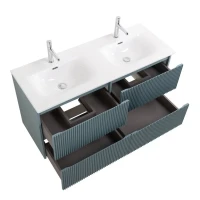 Тумба с раковиной BelBagno Uno 120 подвесная, 4 ящика, матовая голубая