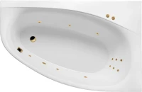 Акриловая ванна Excellent Kameleon Line R 170x110 см, угловая, правая, встраиваемая, с гидромассажем, белая, асимметричная, с каркасом, со сливом-переливом, фурнитура золото