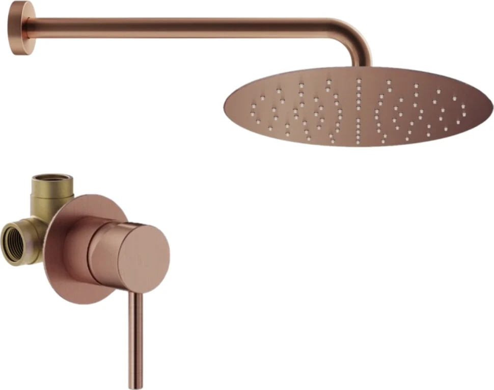 Душевой комплект Plumberia Selection Ixo KITXO01RS С ВНУТРЕННЕЙ ЧАСТЬЮ, медь брашированная