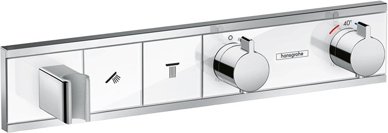 Термостатический смеситель встраиваемый Hansgrohe RainSelect 15355400 для душа, матовый белый, хром