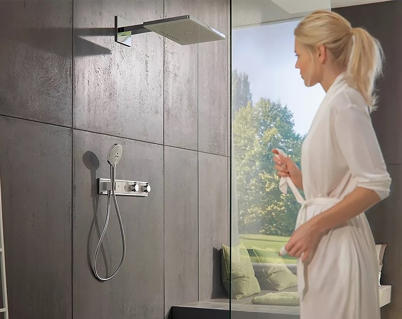 Термостатический смеситель встраиваемый Hansgrohe RainSelect 15355400 для душа, матовый белый, хром