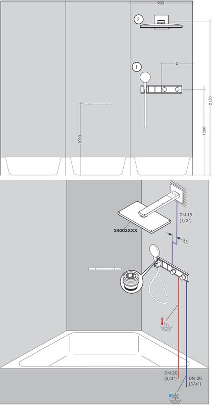 Термостатический смеситель встраиваемый Hansgrohe RainSelect 15355400 для душа, матовый белый, хром