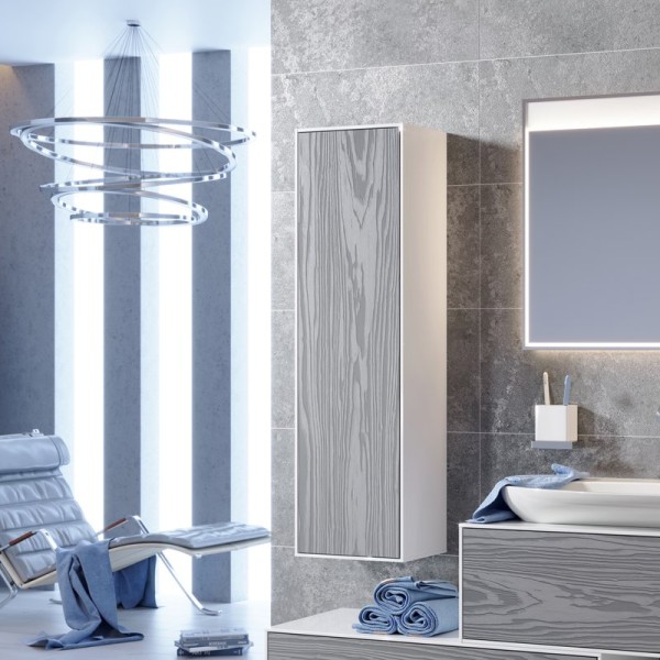 Шкаф пенал для ванной Aqwella 5 stars Genesis 35 миллениум серый, универсальный