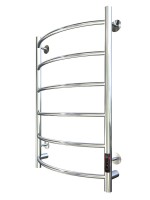 Полотенцесушитель электрический Тругор Пэк сп 5 80x55 см, подключение справа, слева, скрытое подключение справа, глянцевый хром, лесенка, дуга