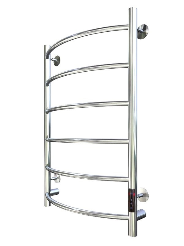 Полотенцесушитель электрический Тругор Пэк сп 5 80x55 см, подключение справа, слева, скрытое подключение справа, глянцевый хром, лесенка, дуга