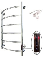 Полотенцесушитель электрический Тругор Пэк сп 5 80x55 см, подключение справа, слева, скрытое подключение справа, глянцевый хром, лесенка, дуга