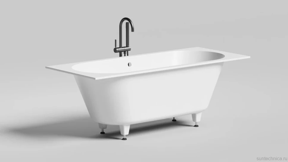 Ванна из искусственного камня Salini Ornella Axis S-Sense 170x75 см, встраиваемая, матовая белая, на ножках