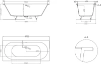 Ванна из искусственного камня Salini Ornella Axis S-Sense 170x75 см, встраиваемая, матовая белая, на ножках