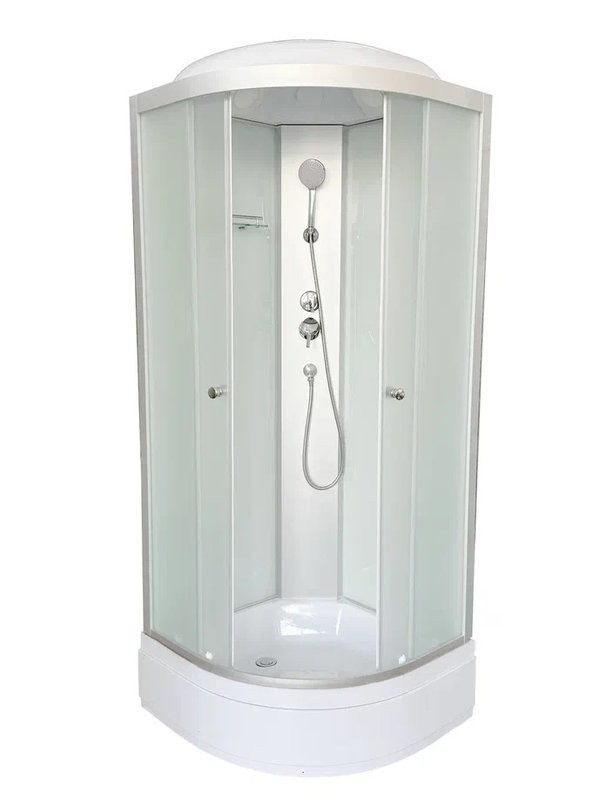 Душевая кабина DTO LM710 стандартная (100х100х215), средний поддон (27 см), профиль хром, стекло матовое (4 мм), 4 места