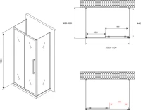 Душевой уголок Abber Schwarzer Diamant AG30110BH-S50B-S50B 100x50, профиль черный,  стекло прозрачное