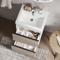 Тумба с раковиной Vigo Cross 50 напольная, 2 ящика, светлое дерево