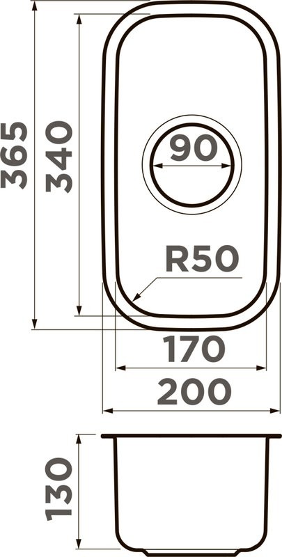 Дополнительная мойка Omoikiri Omi 20-U-IN нержавеющая сталь