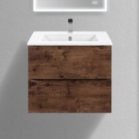 Тумба с раковиной Vincea Mia Slim 60, 2 ящика, темное дерево