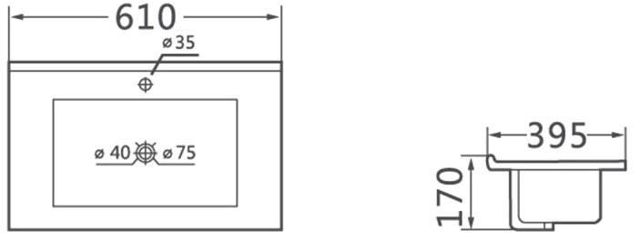 Тумба с раковиной Vincea Mia Slim 60, 2 ящика, темное дерево