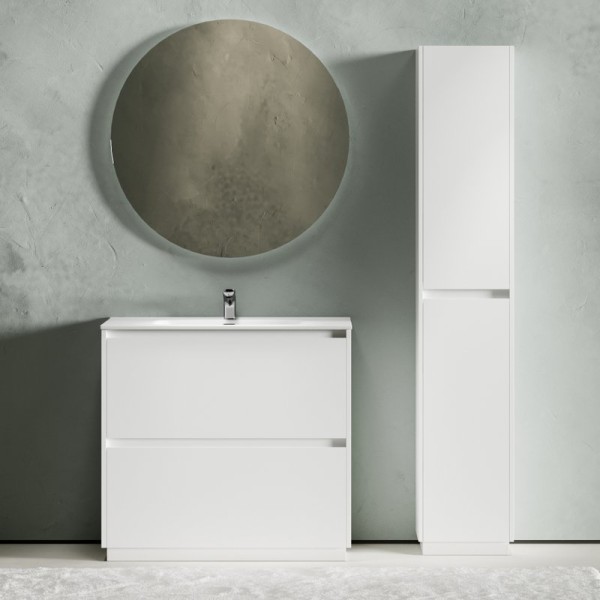 Мебель для ванной комнаты Sancos Libra Floor 90 белый глянец, белая раковина CN7002