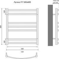 Полотенцесушитель водяной AQUATEK Лугано П7 50x60 хром