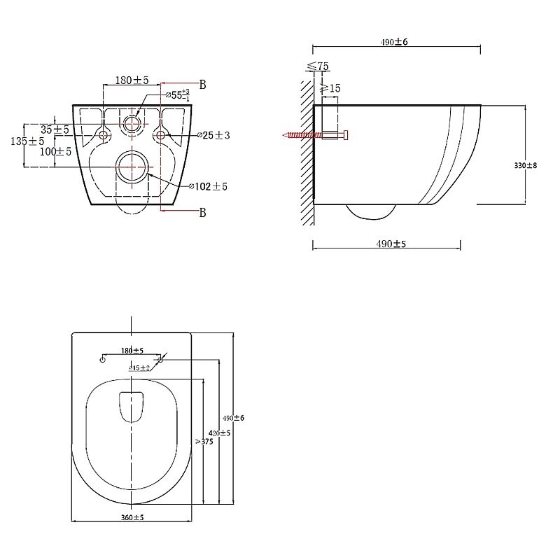 Унитаз подвесной AZARIO Ormi AZ-0253VD безободковый, с микролифтом, глянцевый белый