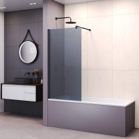 Шторка на ванну RGW SC-051 60 см, профиль черный, стекло серое