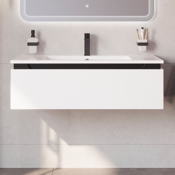 Тумба с раковиной Cezares Slider 100 подвесная, 1 ящик, белая