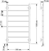 Полотенцесушитель электрический Secado Триада 1 плюс 105x55 см, подключение слева, бронза, лесенка, латунь
